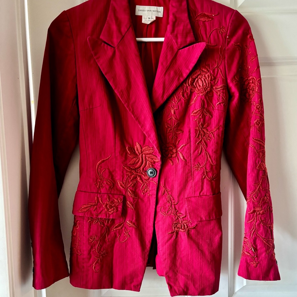 Dries Van Noten Fuchsia Embroidered Blazer